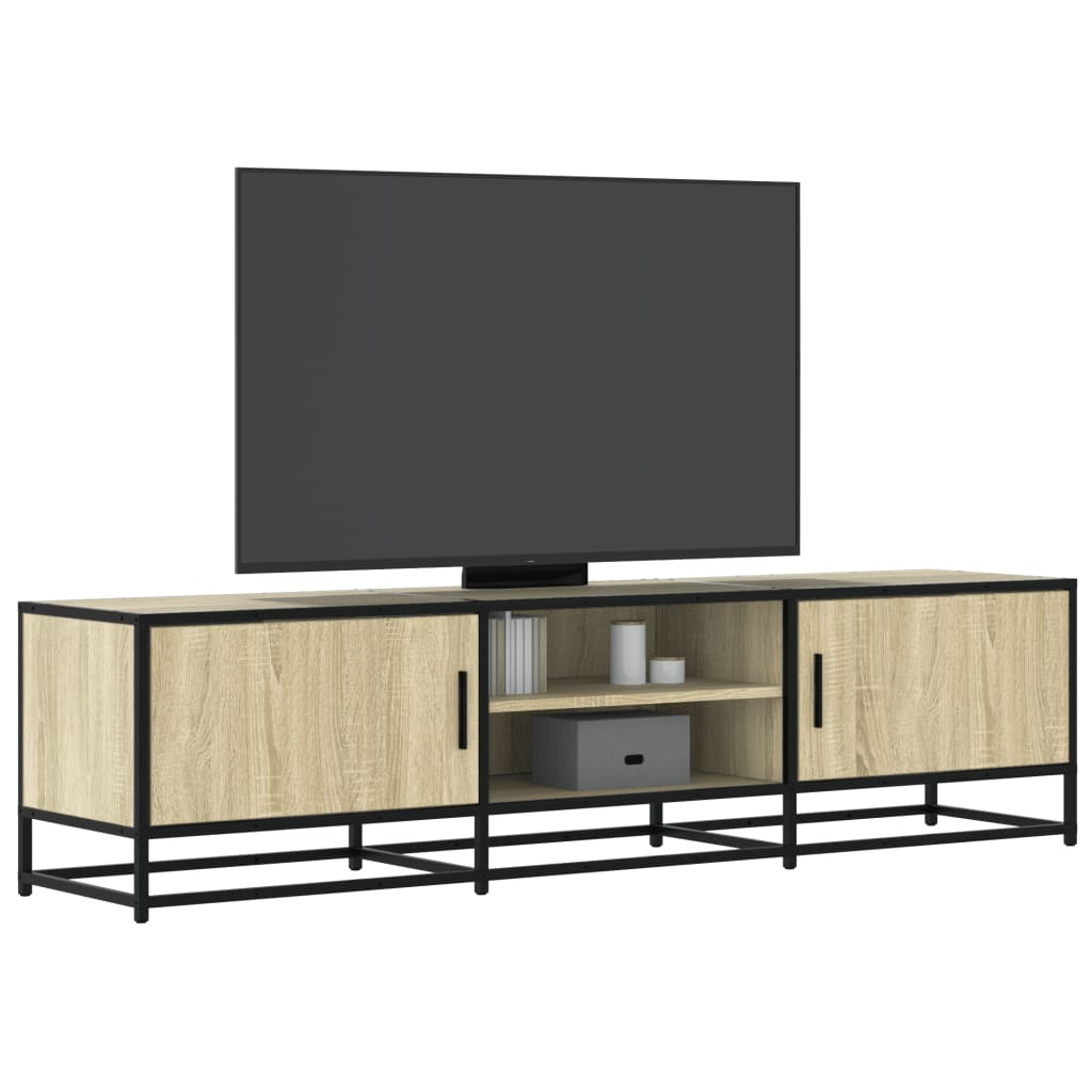 Industrial Wooden 63 Inch TV Tele Stand Unit Cabinet With 2 Doors & Open Storage