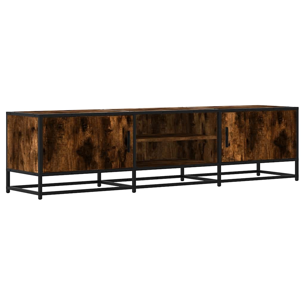 Industrial Wooden 63 Inch TV Tele Stand Unit Cabinet With 2 Doors & Open Storage