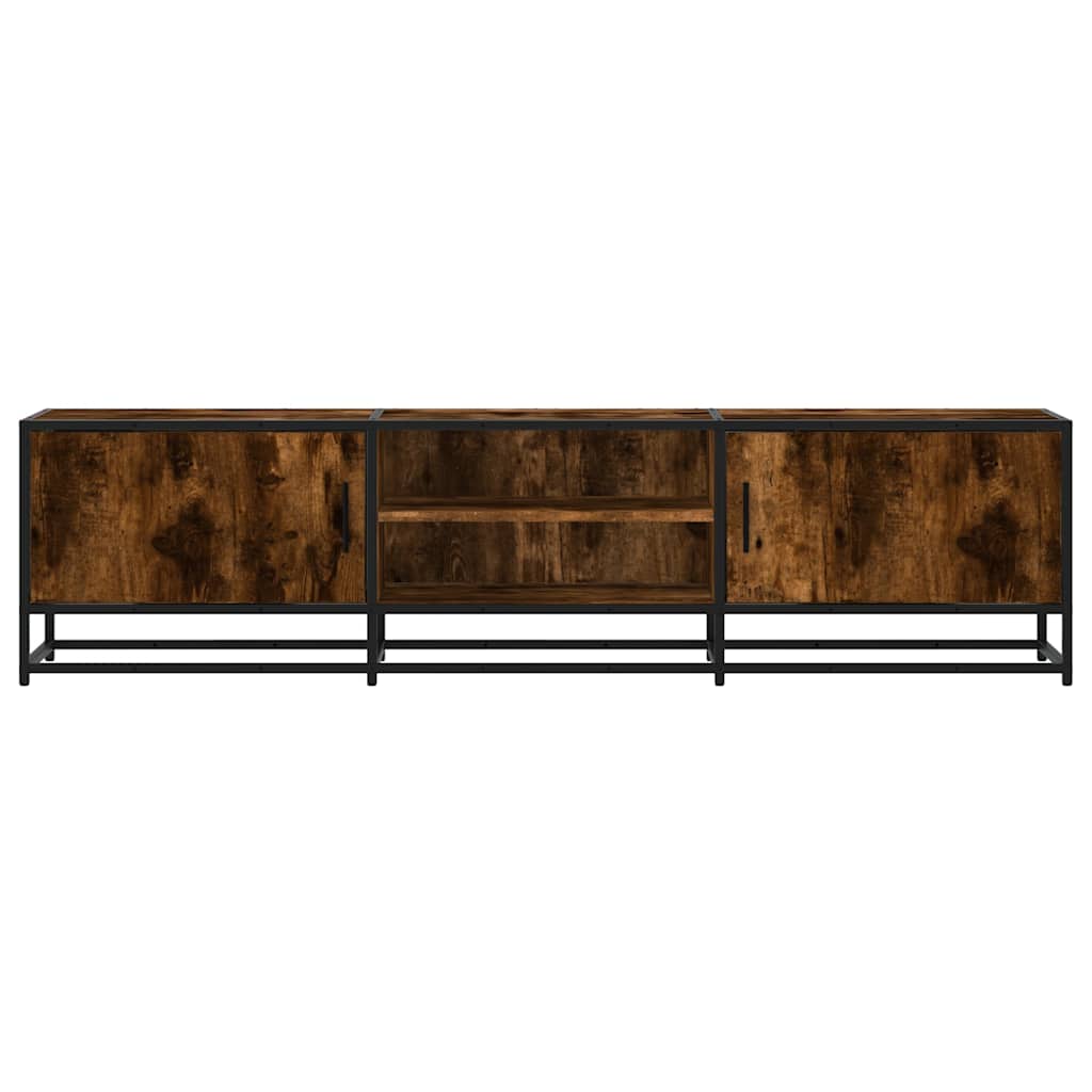 Industrial Wooden 63 Inch TV Tele Stand Unit Cabinet With 2 Doors & Open Storage