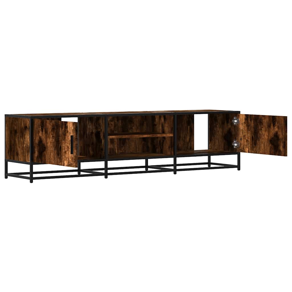 Industrial Wooden 63 Inch TV Tele Stand Unit Cabinet With 2 Doors & Open Storage