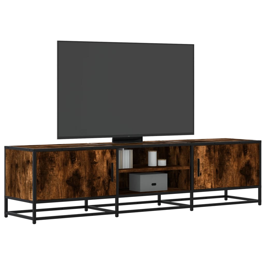 Industrial Wooden 63 Inch TV Tele Stand Unit Cabinet With 2 Doors & Open Storage