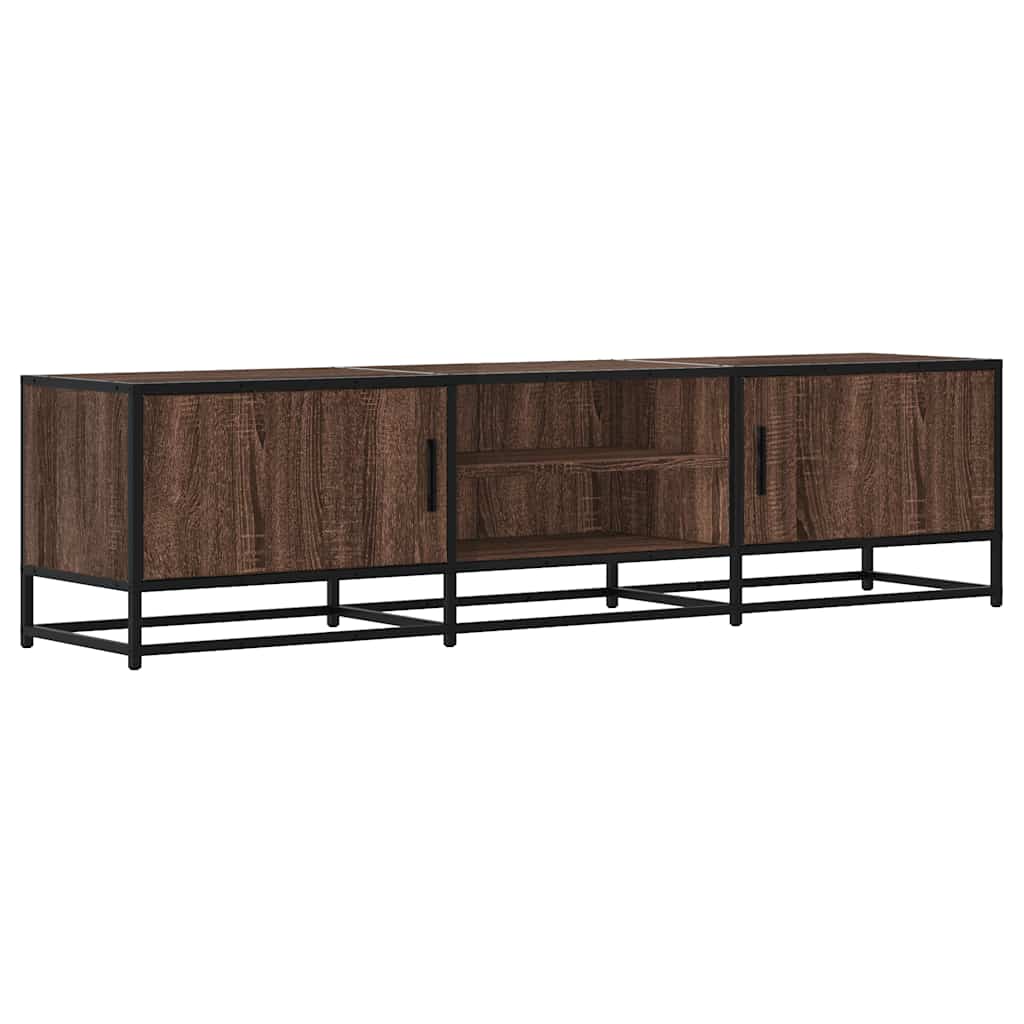 Industrial Wooden 63 Inch TV Tele Stand Unit Cabinet With 2 Doors & Open Storage