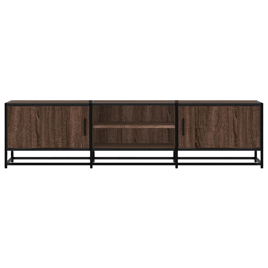 Industrial Wooden 63 Inch TV Tele Stand Unit Cabinet With 2 Doors & Open Storage