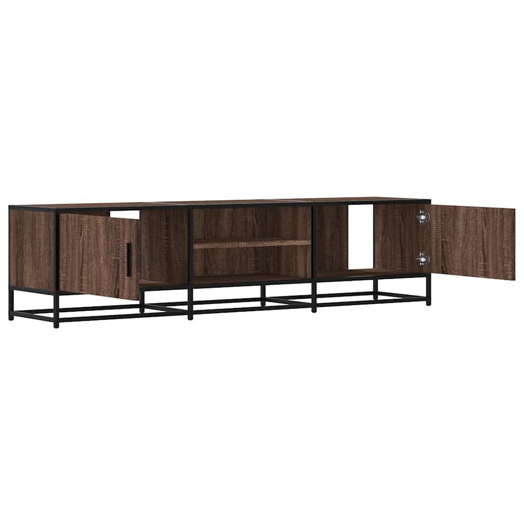 Industrial Wooden 63 Inch TV Tele Stand Unit Cabinet With 2 Doors & Open Storage