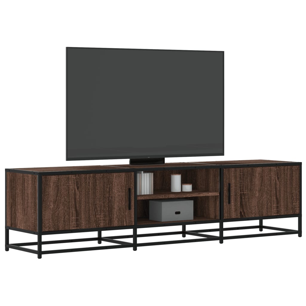 Industrial Wooden 63 Inch TV Tele Stand Unit Cabinet With 2 Doors & Open Storage