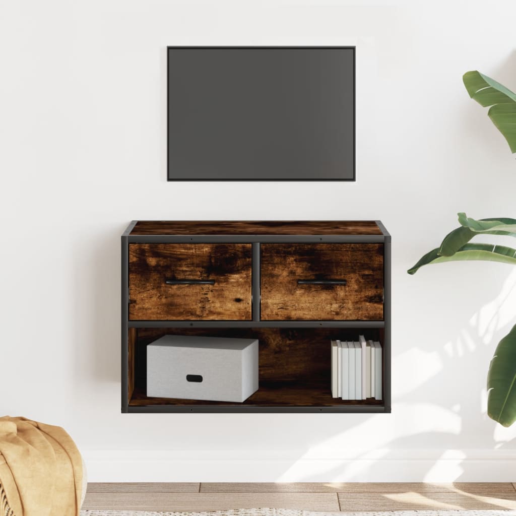 TV Cabinet Smoked Oak 60x31x39.5 cm Wood and Metal