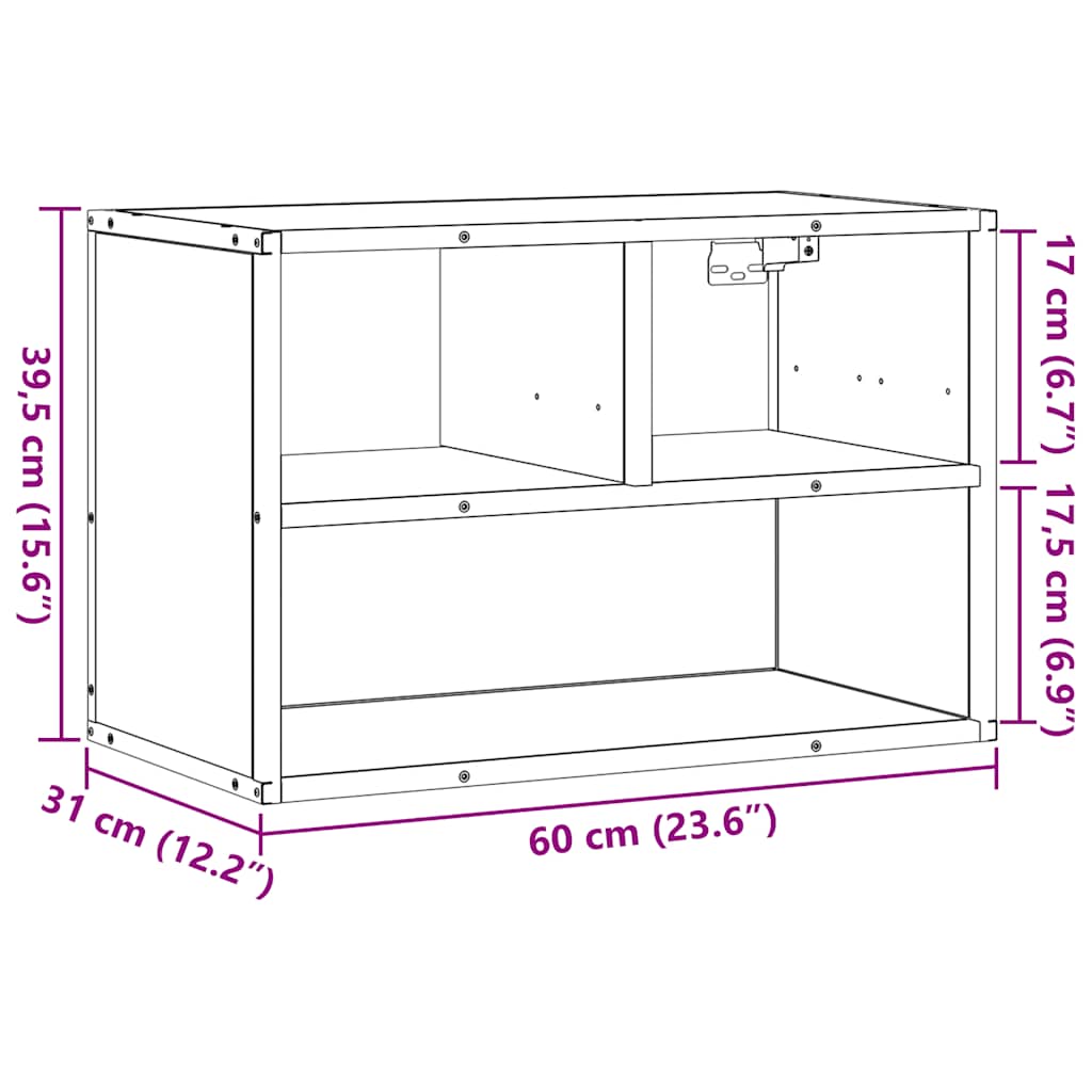 TV Cabinet Grey Sonoma 60x31x39.5 cm Engineered Wood and Metal