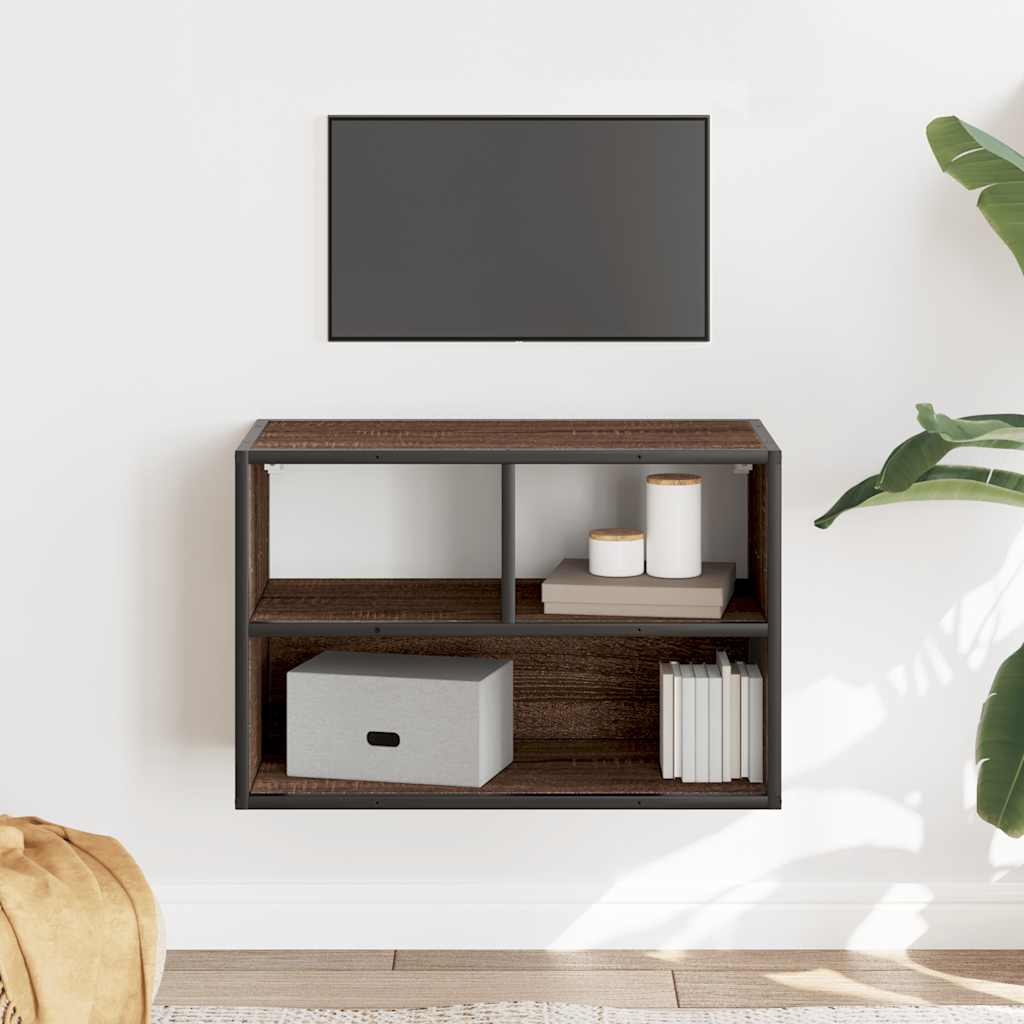 TV Cabinet Brown Oak 60x31x39.5 cm Engineered Wood and Metal