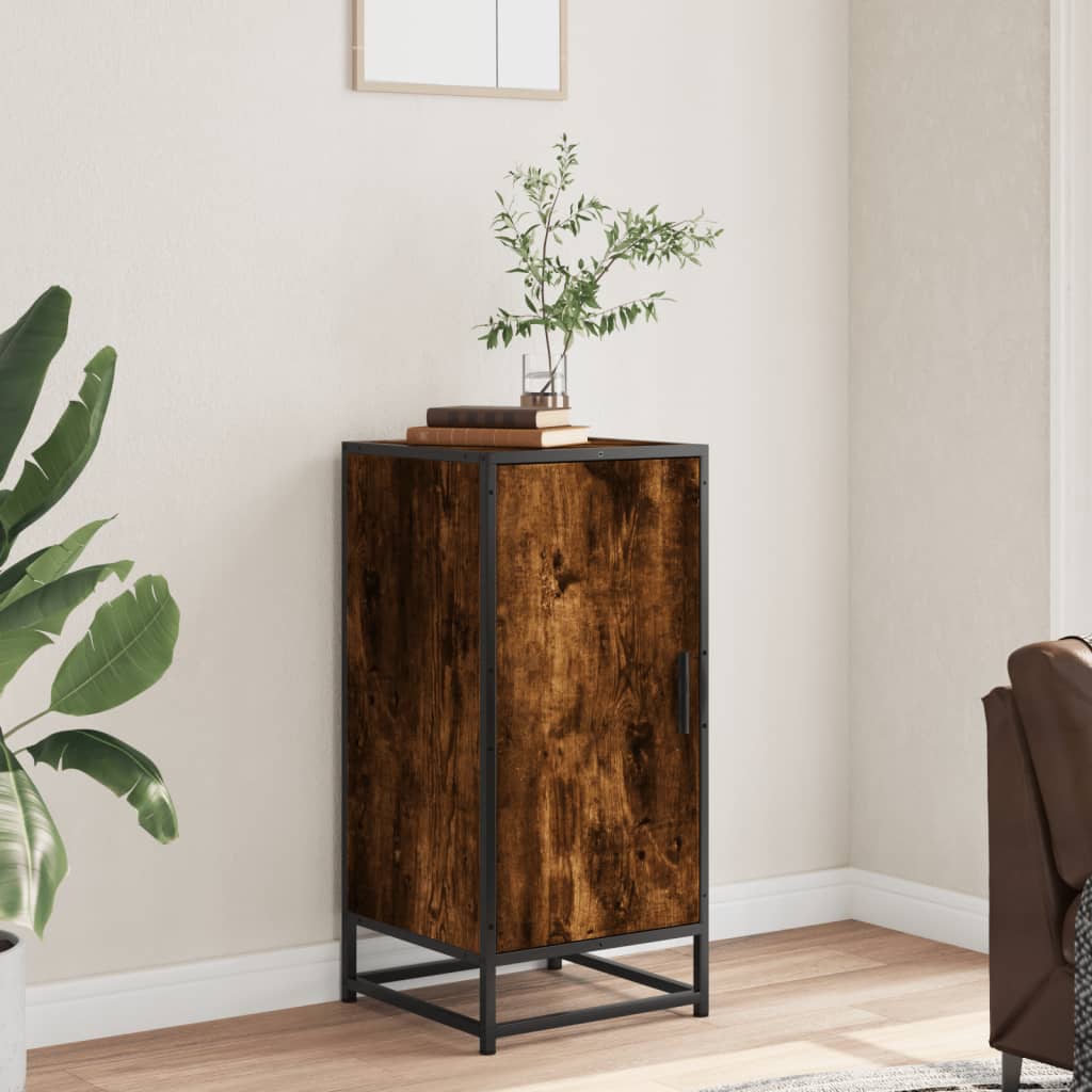 Sideboard Smoked Oak 35.5x35x76 cm Engineered Wood and Metal