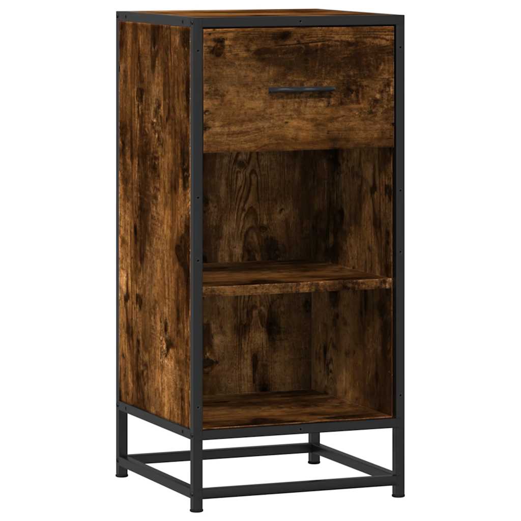 Sideboard Smoked Oak 35.5x35x76 cm Engineered Wood and Metal