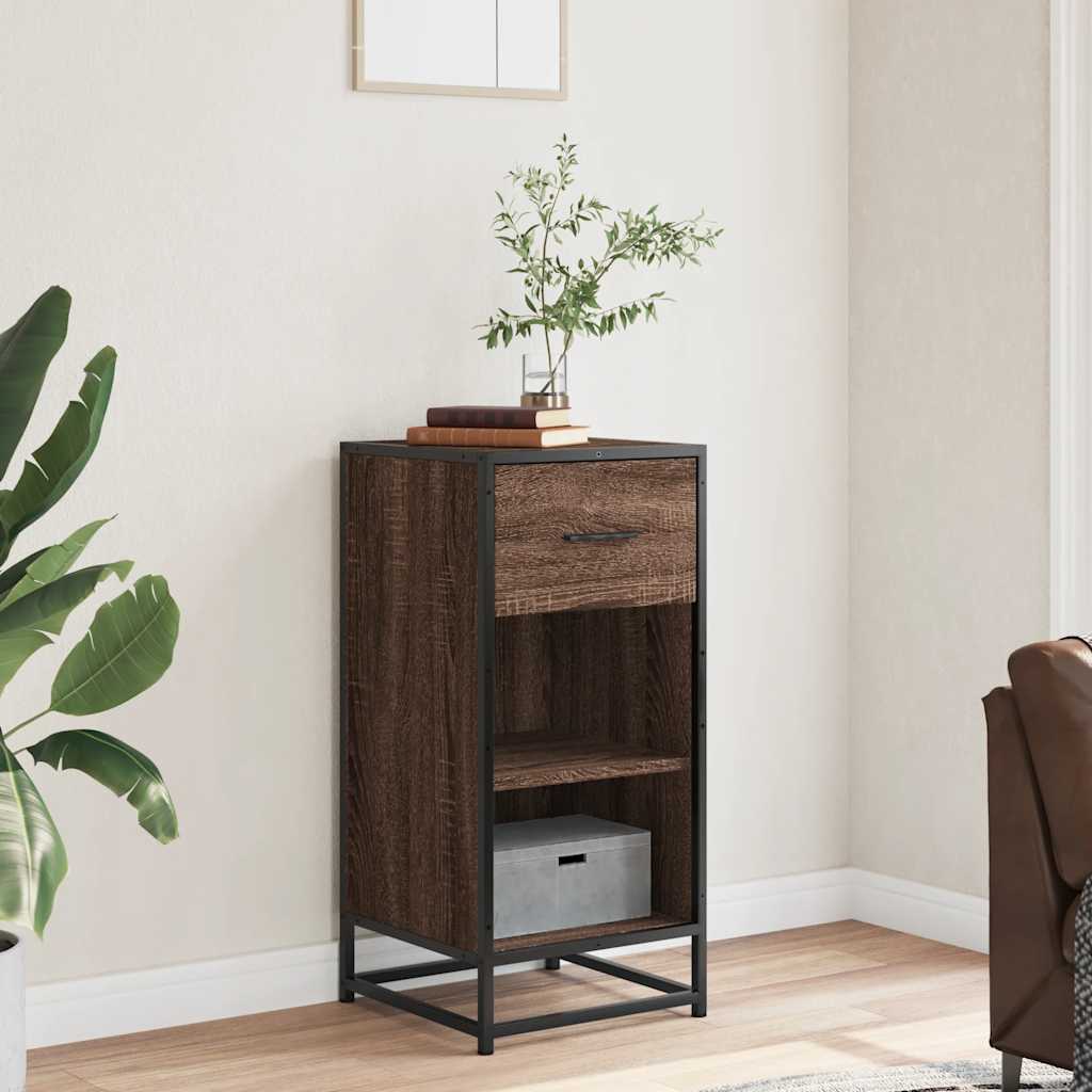 Sideboard Brown Oak 35.5x35x76 cm Engineered Wood and Metal