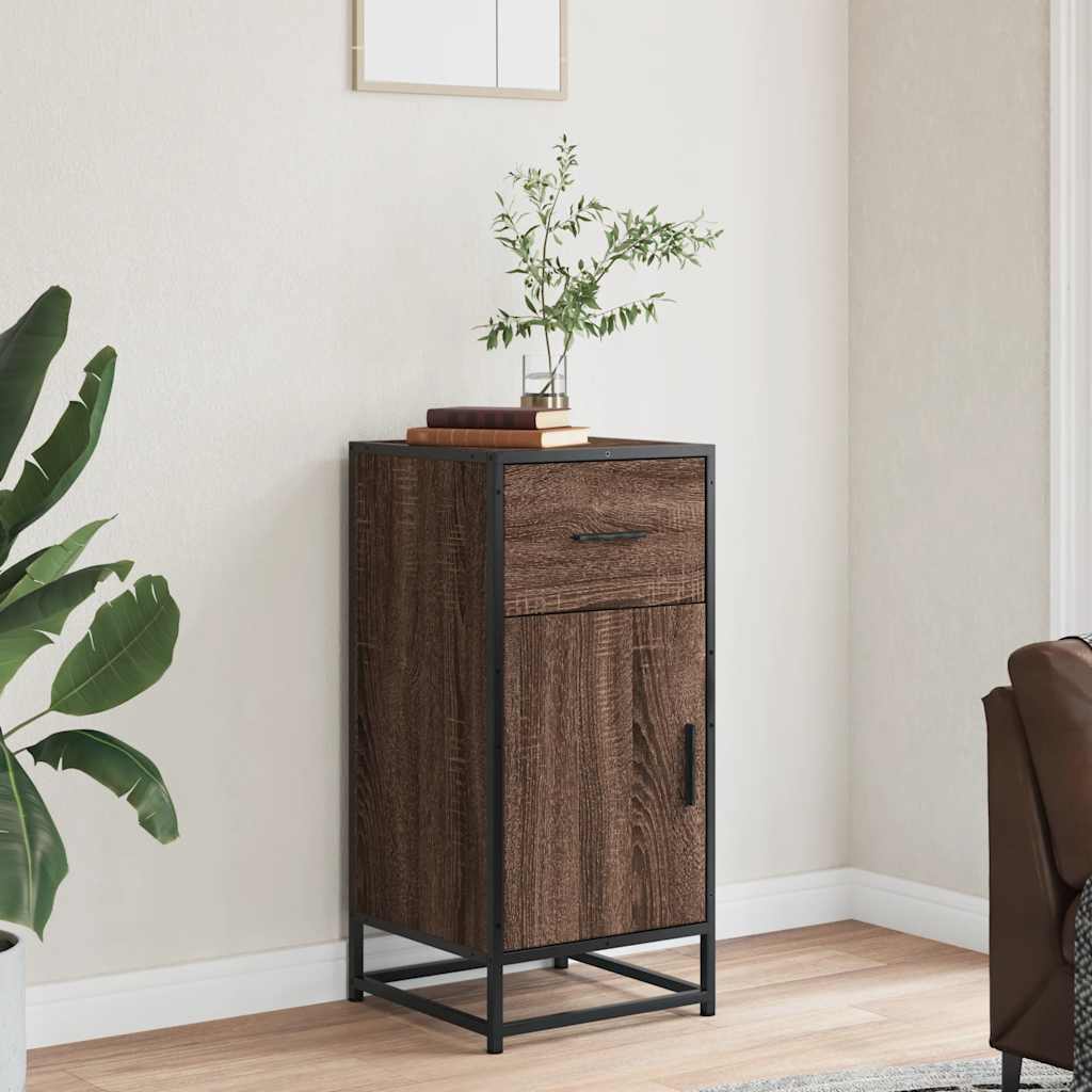 Sideboard Brown Oak 35.5x35x76 cm Engineered Wood and Metal