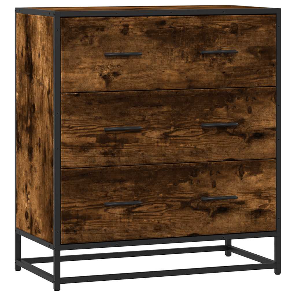 Sideboard Smoked Oak 68x35x76 cm Engineered Wood and Metal