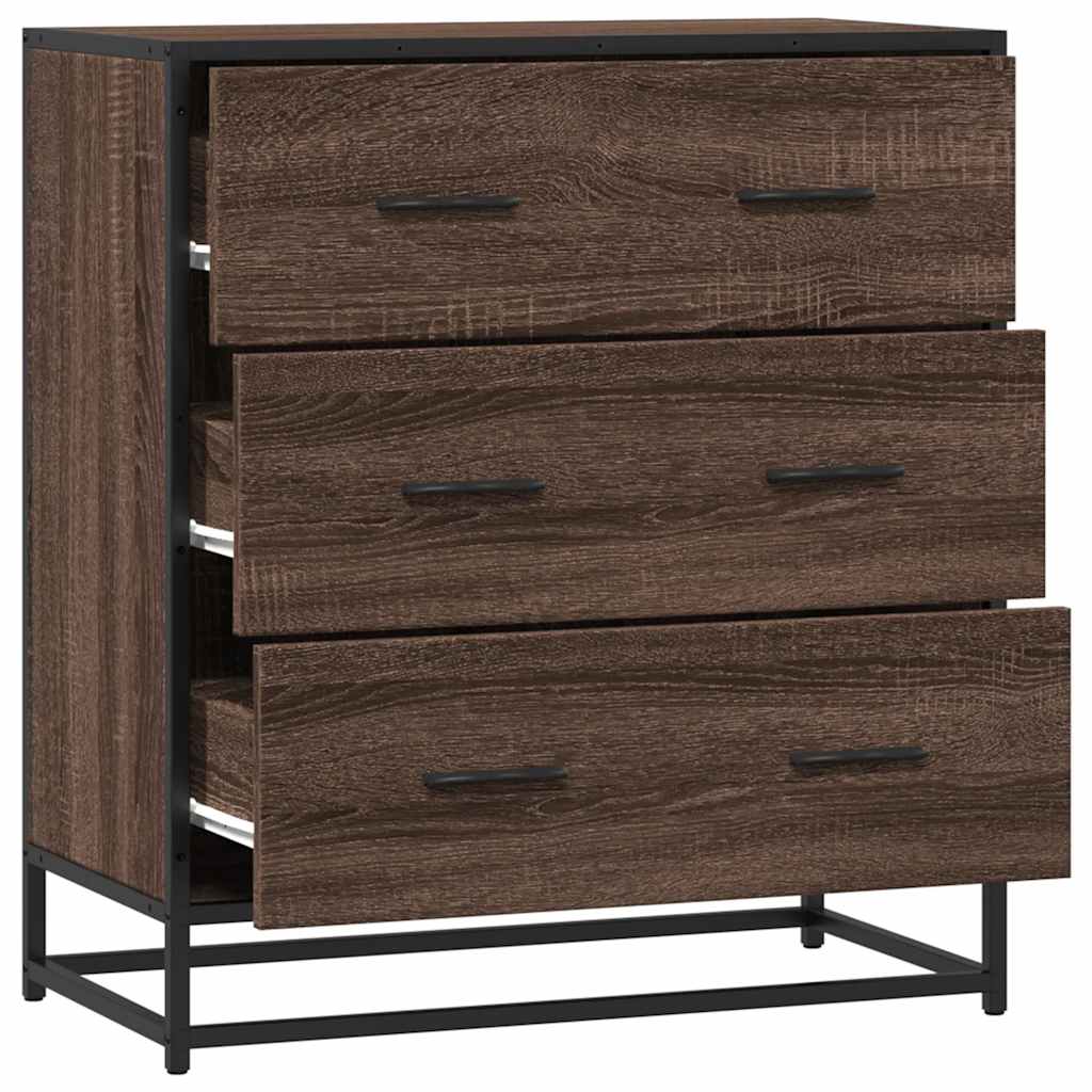 Sideboard Brown Oak 68x35x76 cm Engineered Wood and Metal