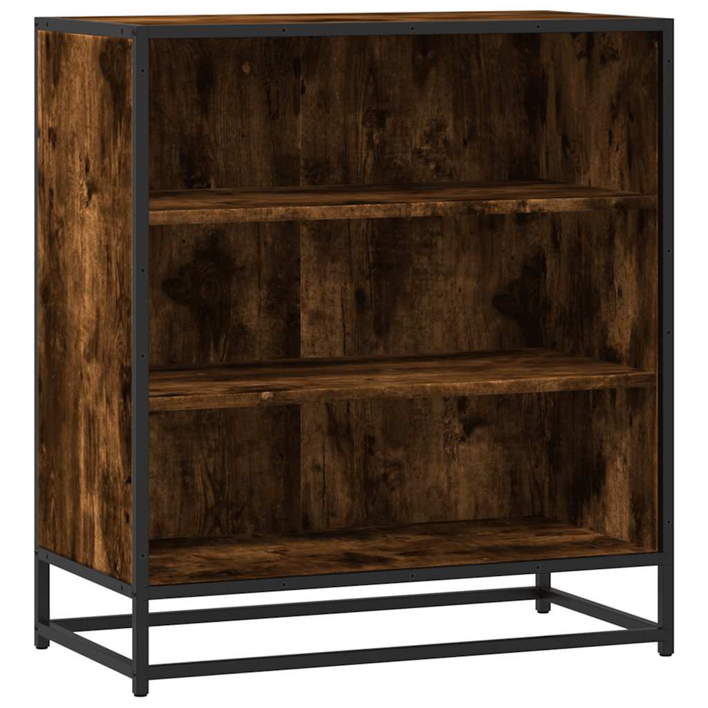 Sideboard Smoked Oak 68x35x76 cm Engineered Wood and Metal