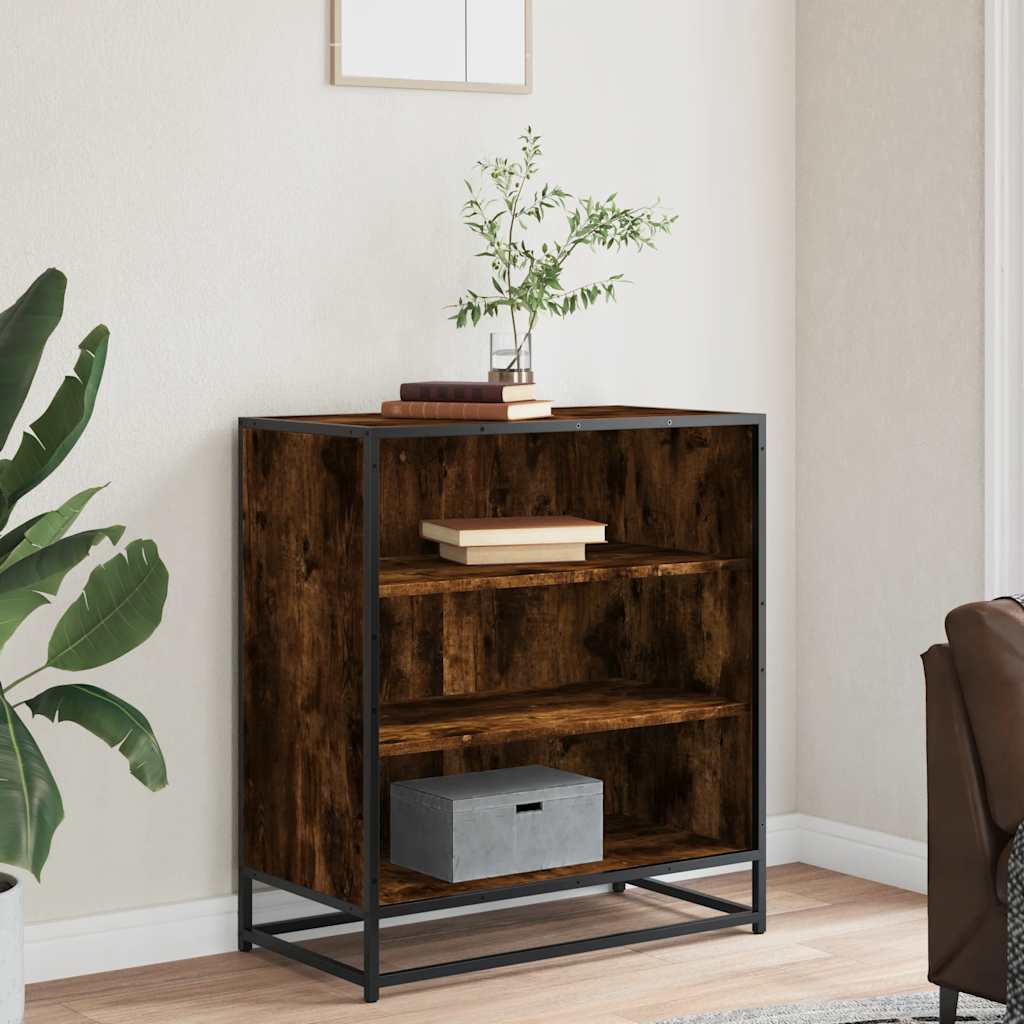 Sideboard Smoked Oak 68x35x76 cm Engineered Wood and Metal