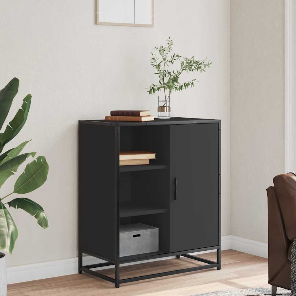 Industrial Wooden Sideboard Storage Cabinet Unit With 1 Door & Open Storage Shelves