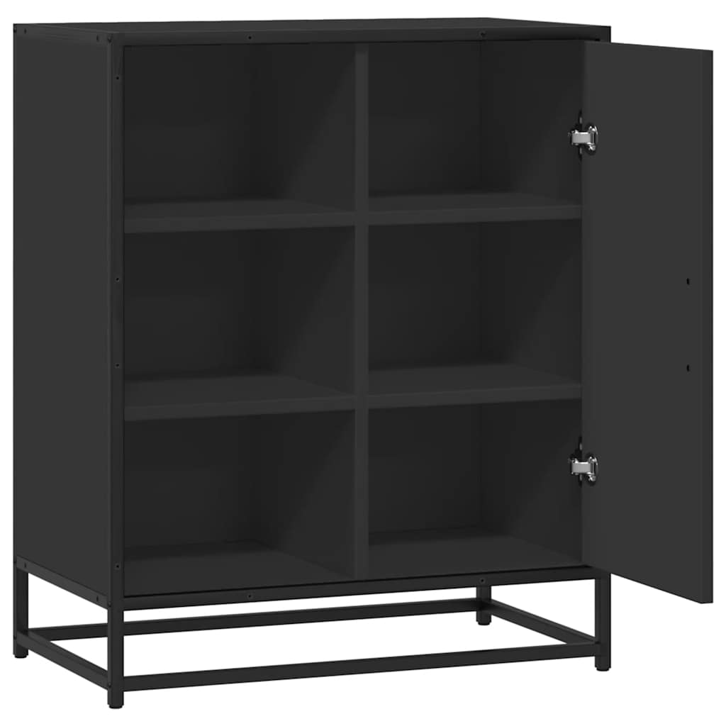Industrial Wooden Sideboard Storage Cabinet Unit With 1 Door & Open Storage Shelves