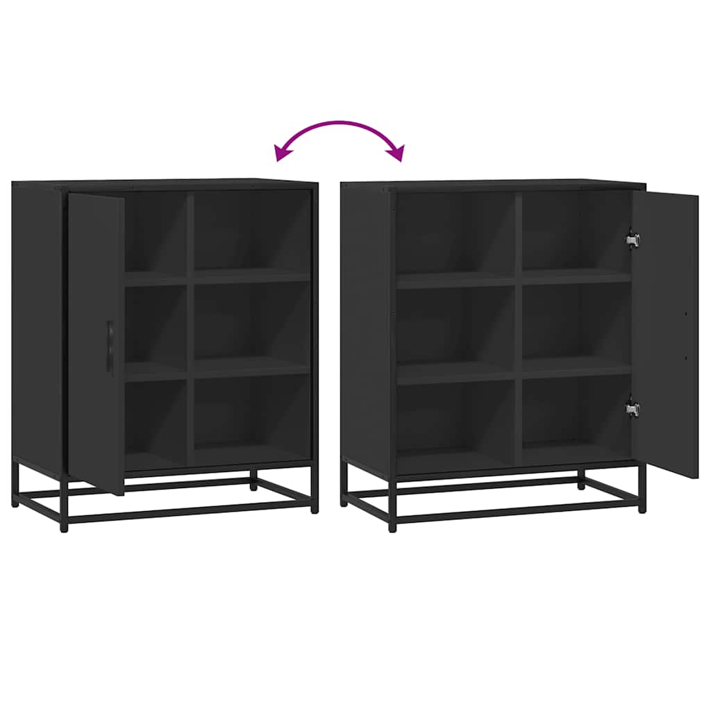 Industrial Wooden Sideboard Storage Cabinet Unit With 1 Door & Open Storage Shelves