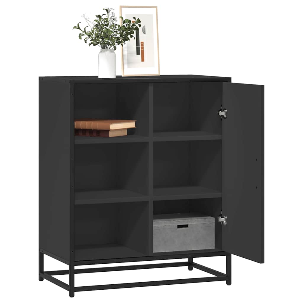 Industrial Wooden Sideboard Storage Cabinet Unit With 1 Door & Open Storage Shelves