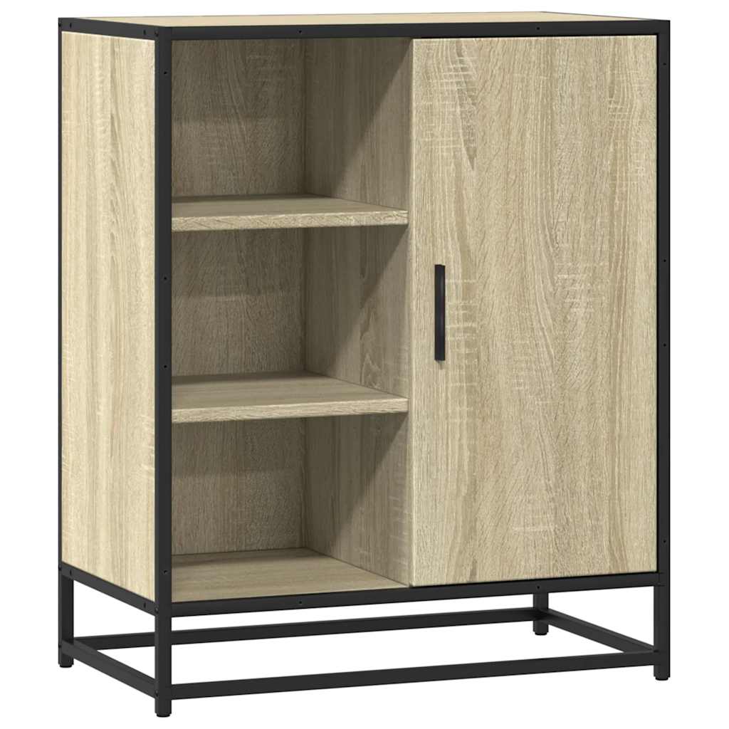 Industrial Wooden Sideboard Storage Cabinet Unit With 1 Door & Open Storage Shelves