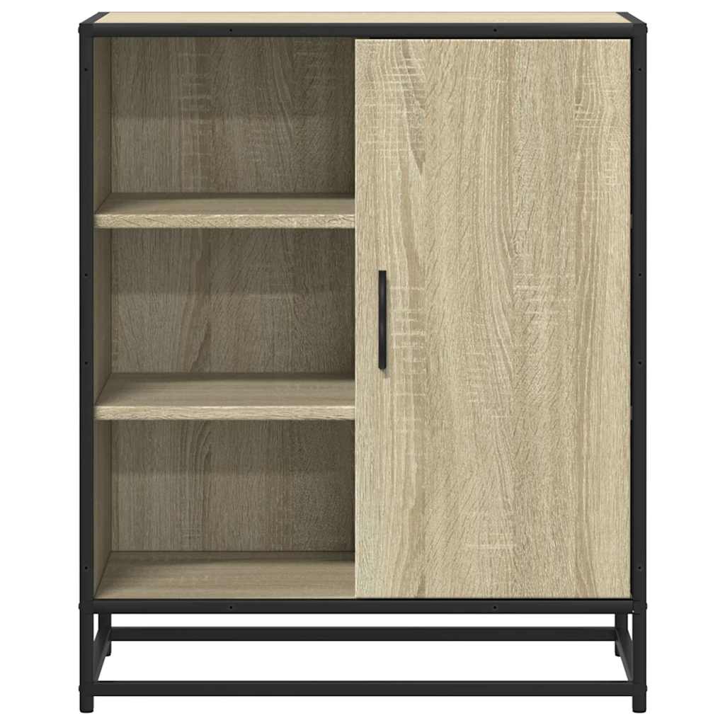Industrial Wooden Sideboard Storage Cabinet Unit With 1 Door & Open Storage Shelves