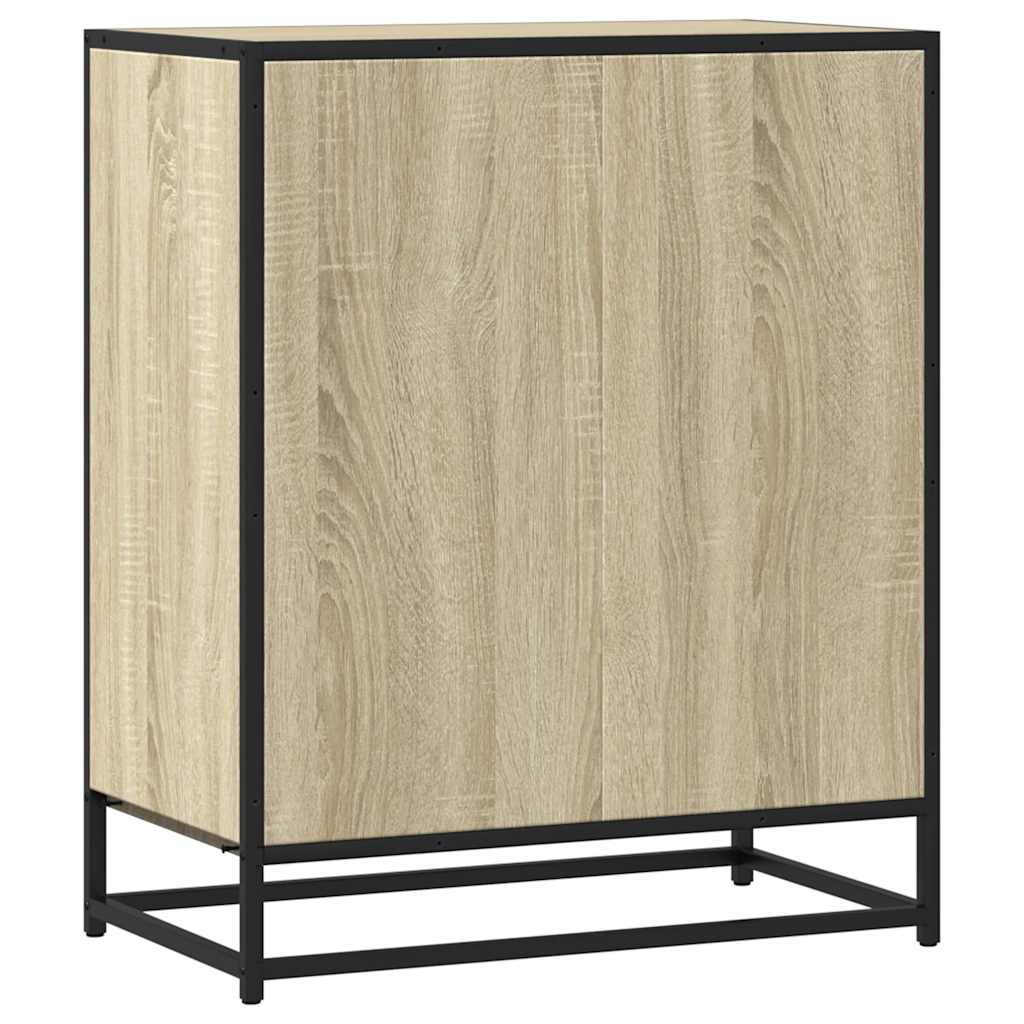 Industrial Wooden Sideboard Storage Cabinet Unit With 1 Door & Open Storage Shelves