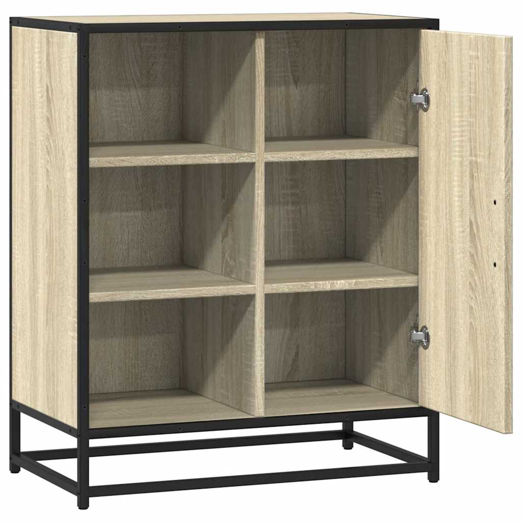 Industrial Wooden Sideboard Storage Cabinet Unit With 1 Door & Open Storage Shelves