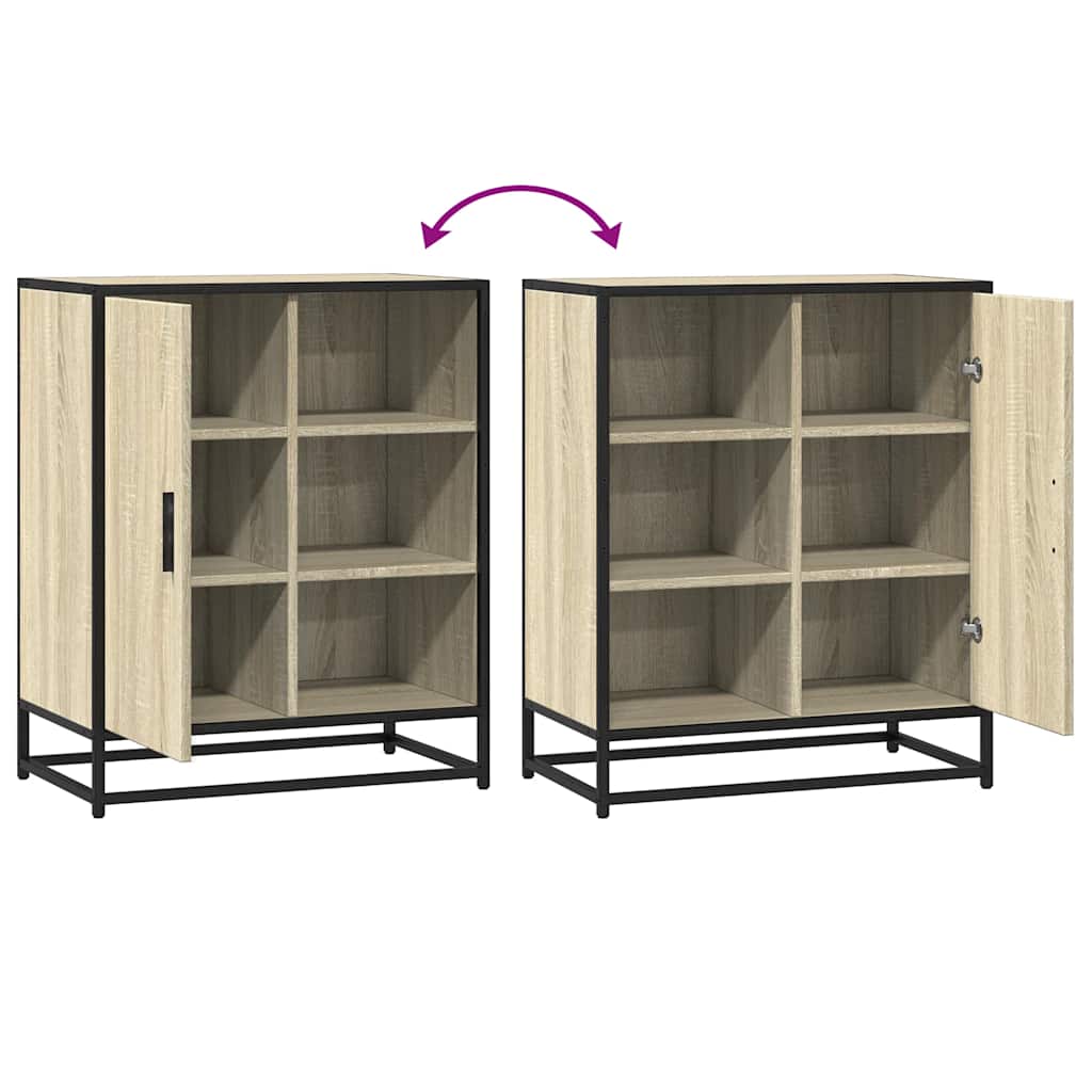 Industrial Wooden Sideboard Storage Cabinet Unit With 1 Door & Open Storage Shelves