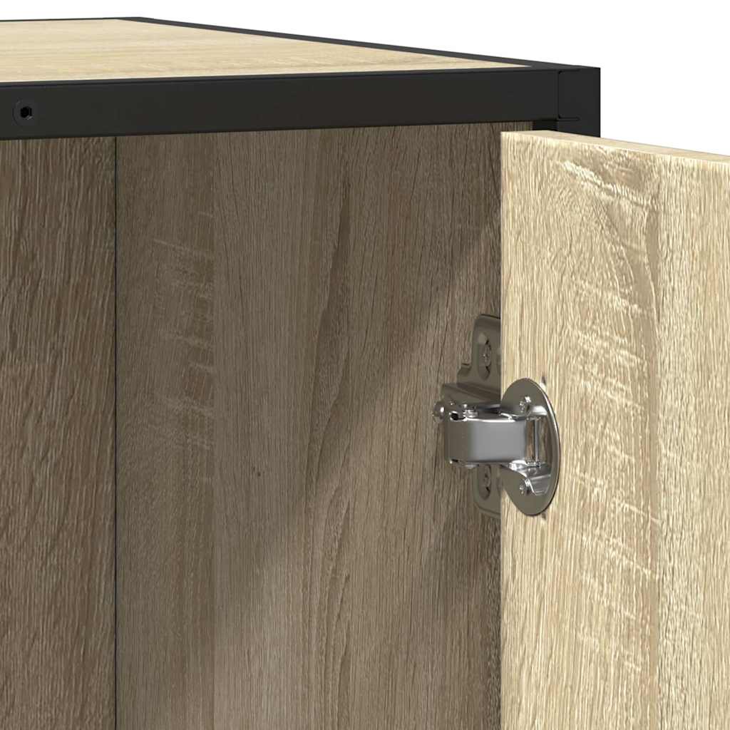 Industrial Wooden Sideboard Storage Cabinet Unit With 1 Door & Open Storage Shelves