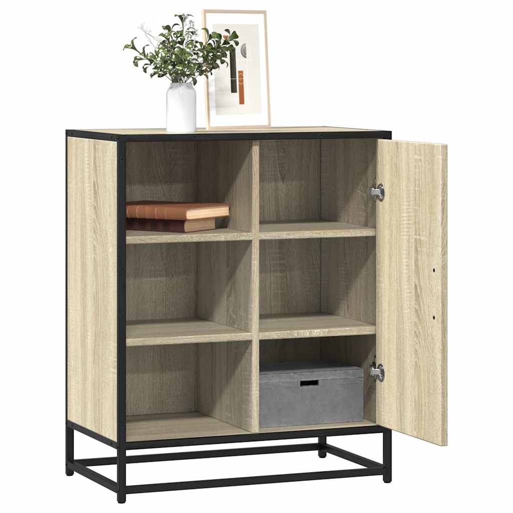 Industrial Wooden Sideboard Storage Cabinet Unit With 1 Door & Open Storage Shelves
