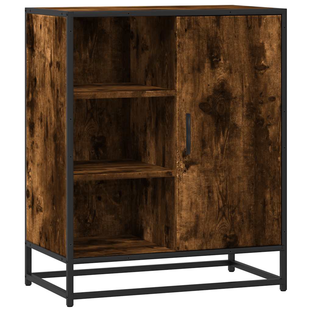 Industrial Wooden Sideboard Storage Cabinet Unit With 1 Door & Open Storage Shelves