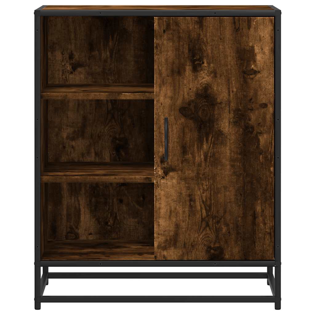 Industrial Wooden Sideboard Storage Cabinet Unit With 1 Door & Open Storage Shelves