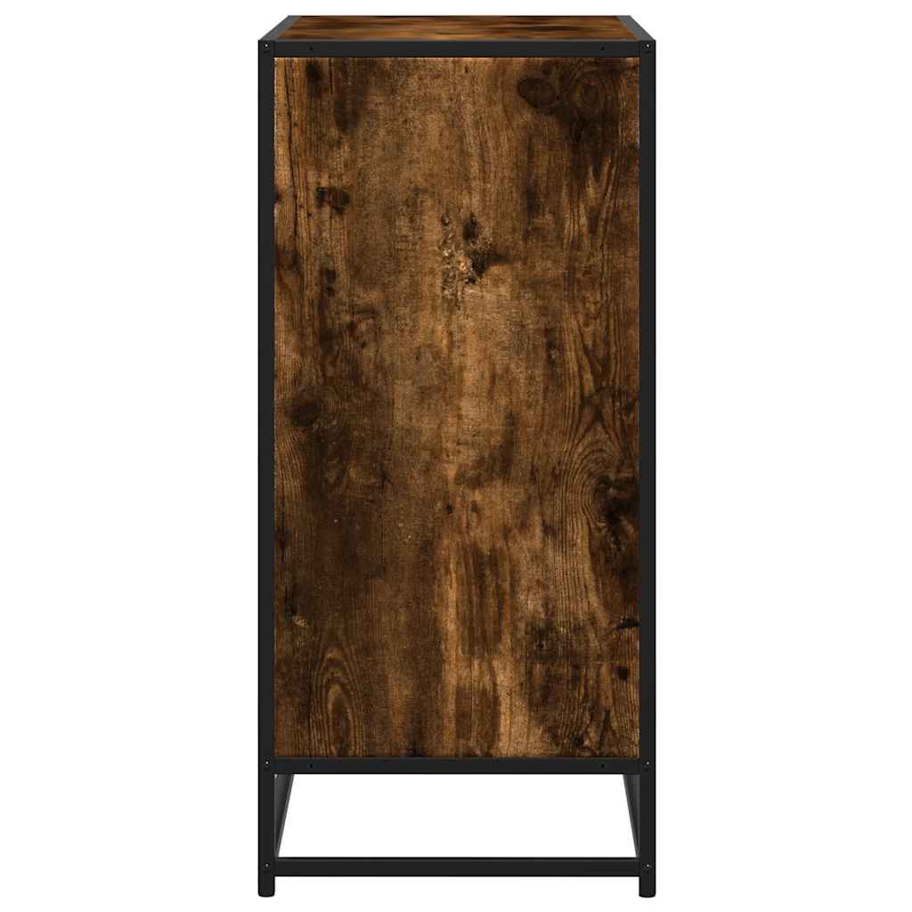 Industrial Wooden Sideboard Storage Cabinet Unit With 1 Door & Open Storage Shelves