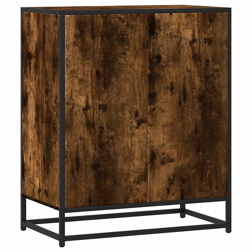 Industrial Wooden Sideboard Storage Cabinet Unit With 1 Door & Open Storage Shelves