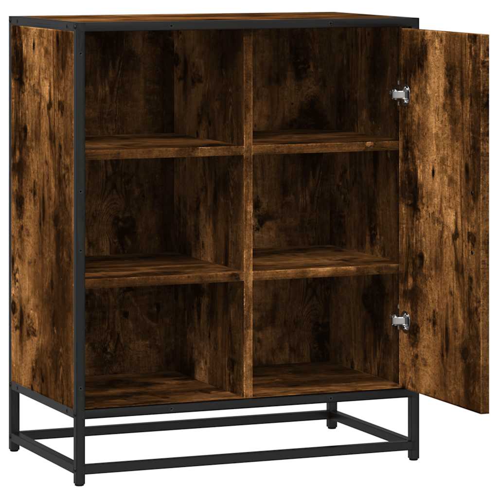 Industrial Wooden Sideboard Storage Cabinet Unit With 1 Door & Open Storage Shelves