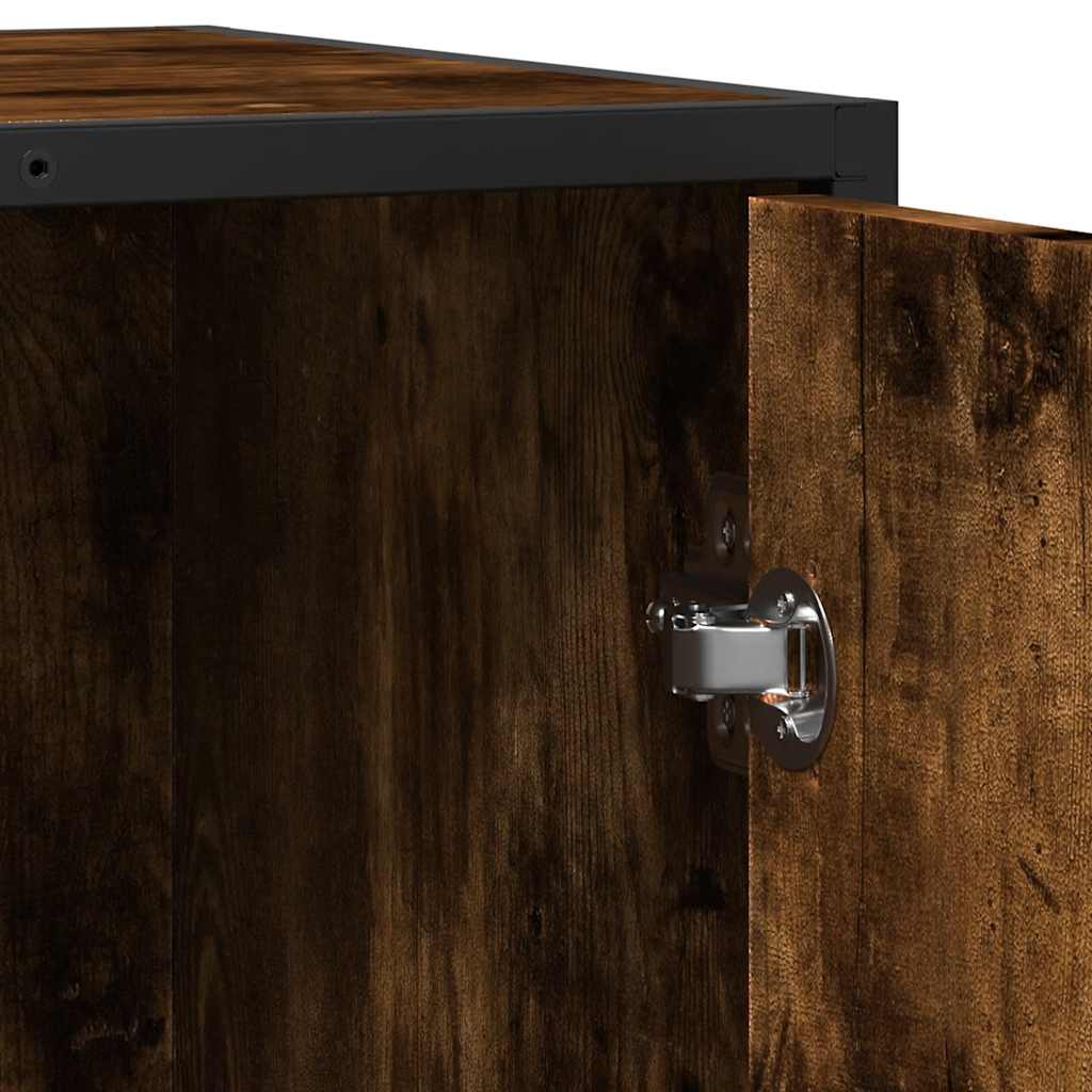Industrial Wooden Sideboard Storage Cabinet Unit With 1 Door & Open Storage Shelves