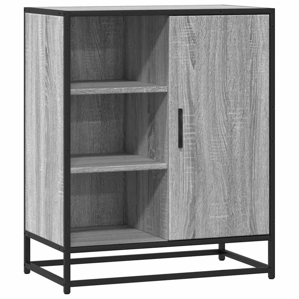 Industrial Wooden Sideboard Storage Cabinet Unit With 1 Door & Open Storage Shelves