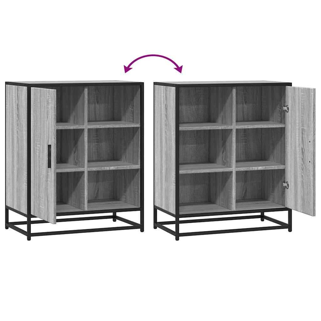Industrial Wooden Sideboard Storage Cabinet Unit With 1 Door & Open Storage Shelves