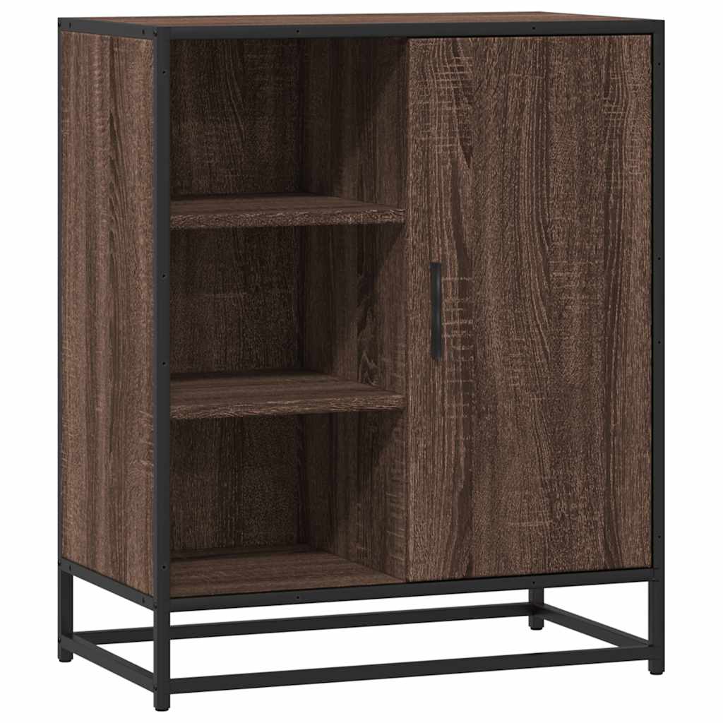 Industrial Wooden Sideboard Storage Cabinet Unit With 1 Door & Open Storage Shelves