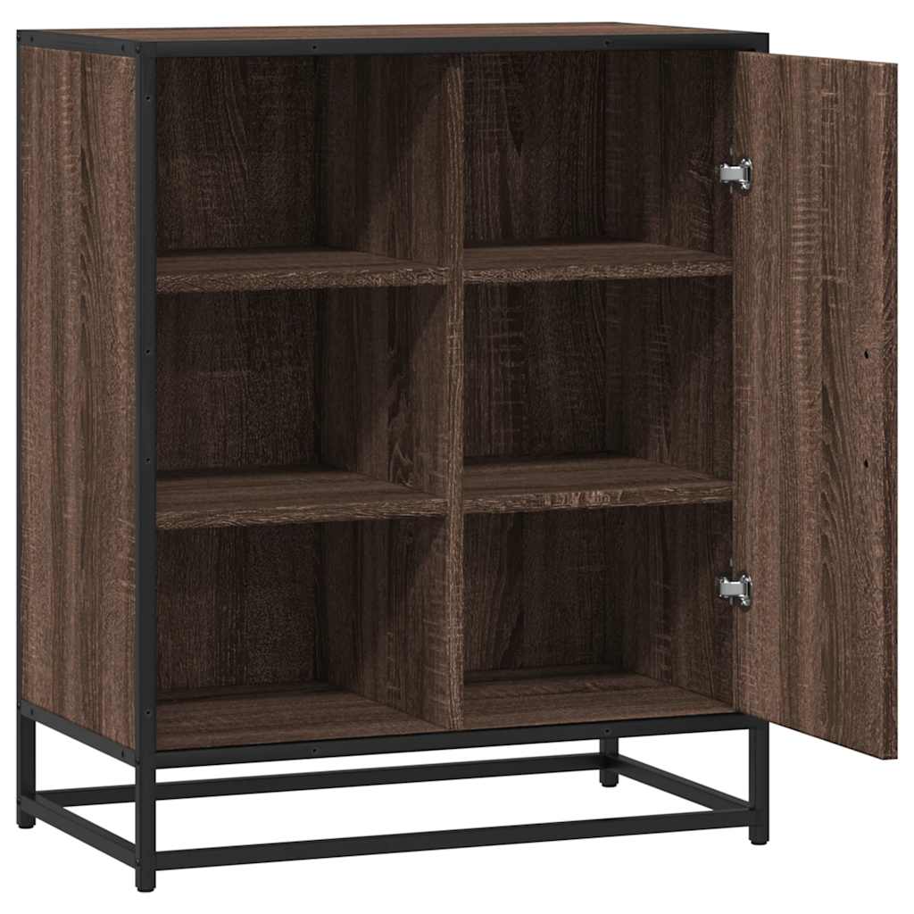 Industrial Wooden Sideboard Storage Cabinet Unit With 1 Door & Open Storage Shelves