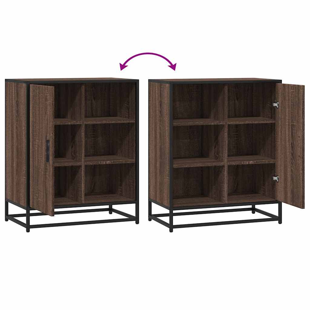 Industrial Wooden Sideboard Storage Cabinet Unit With 1 Door & Open Storage Shelves