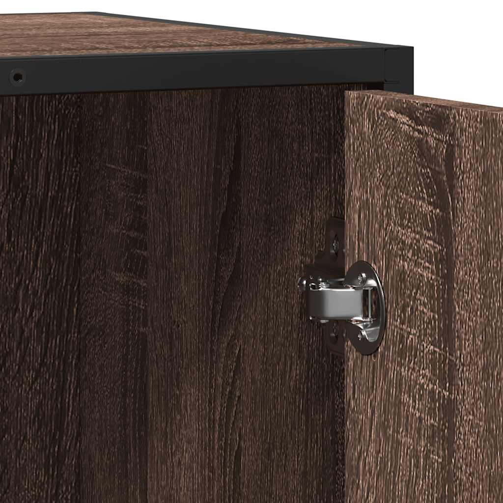 Industrial Wooden Sideboard Storage Cabinet Unit With 1 Door & Open Storage Shelves