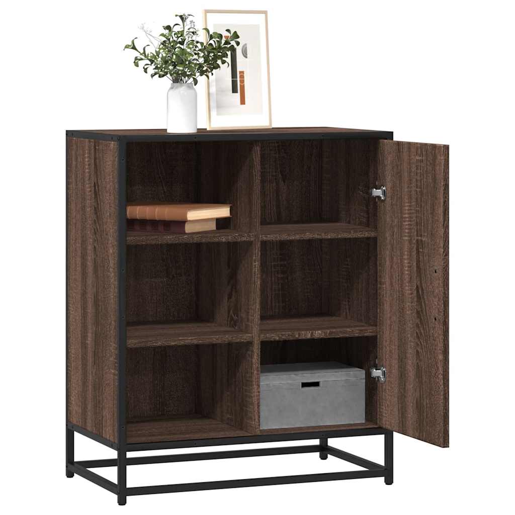 Industrial Wooden Sideboard Storage Cabinet Unit With 1 Door & Open Storage Shelves