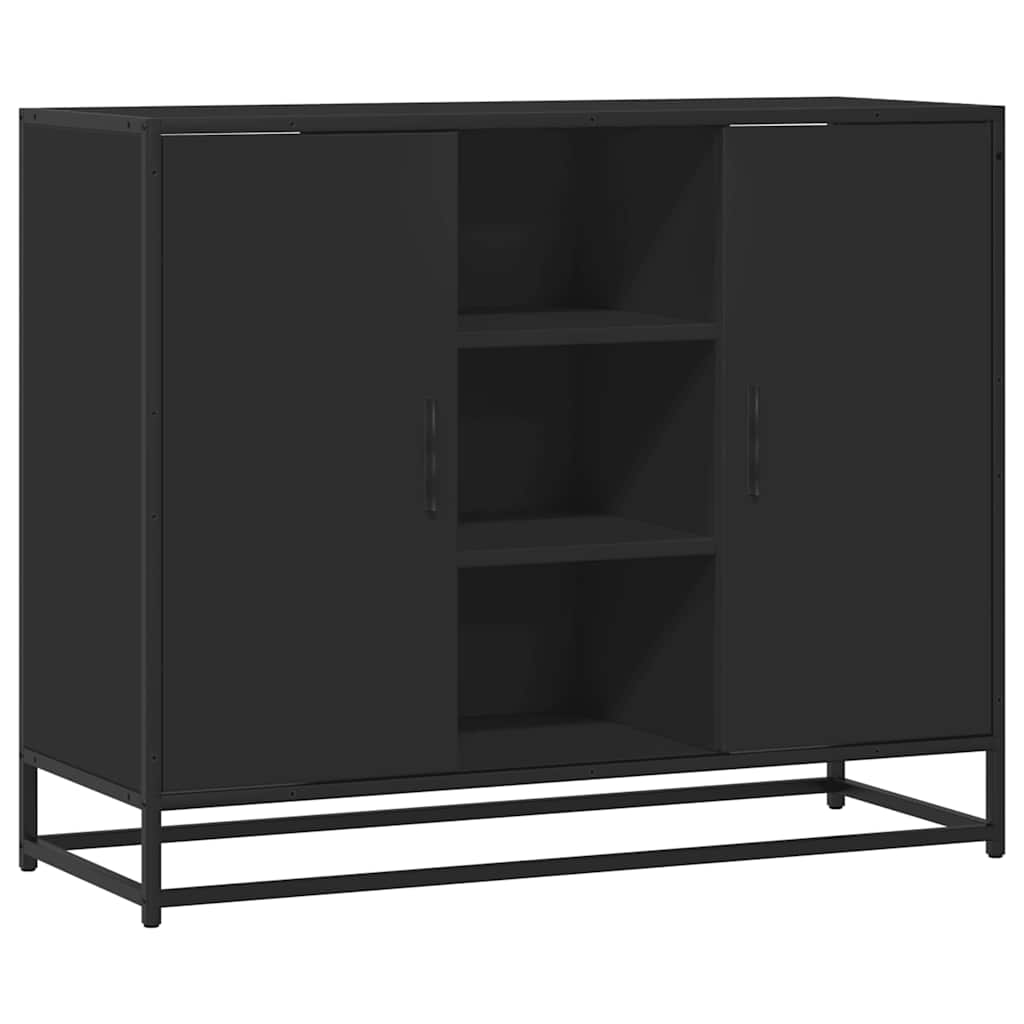Modern Wooden Sideboard Storage Cabinet Unit With 2 Doors & Open Shelves Wood