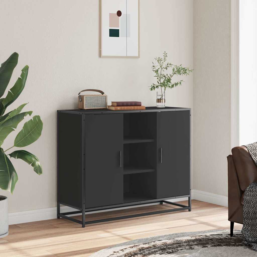 Modern Wooden Sideboard Storage Cabinet Unit With 2 Doors & Open Shelves Wood