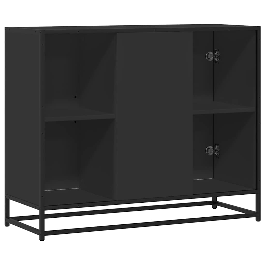 Modern Wooden Sideboard Storage Cabinet Unit With 2 Doors & Open Shelves Wood