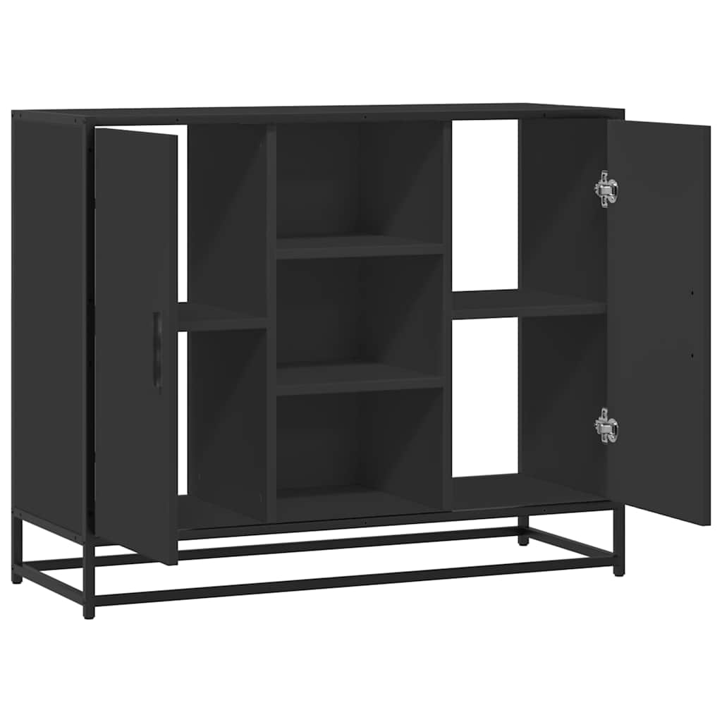Modern Wooden Sideboard Storage Cabinet Unit With 2 Doors & Open Shelves Wood
