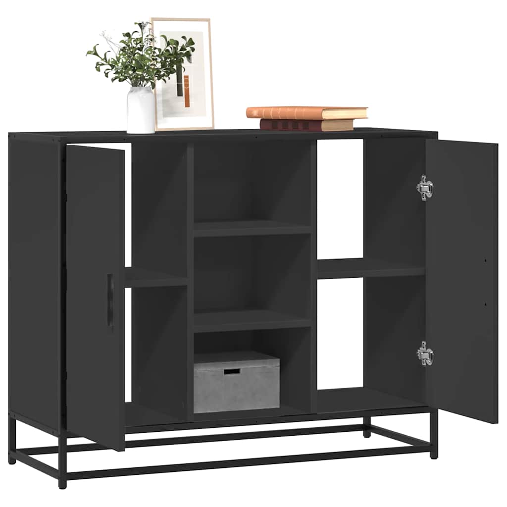 Modern Wooden Sideboard Storage Cabinet Unit With 2 Doors & Open Shelves Wood