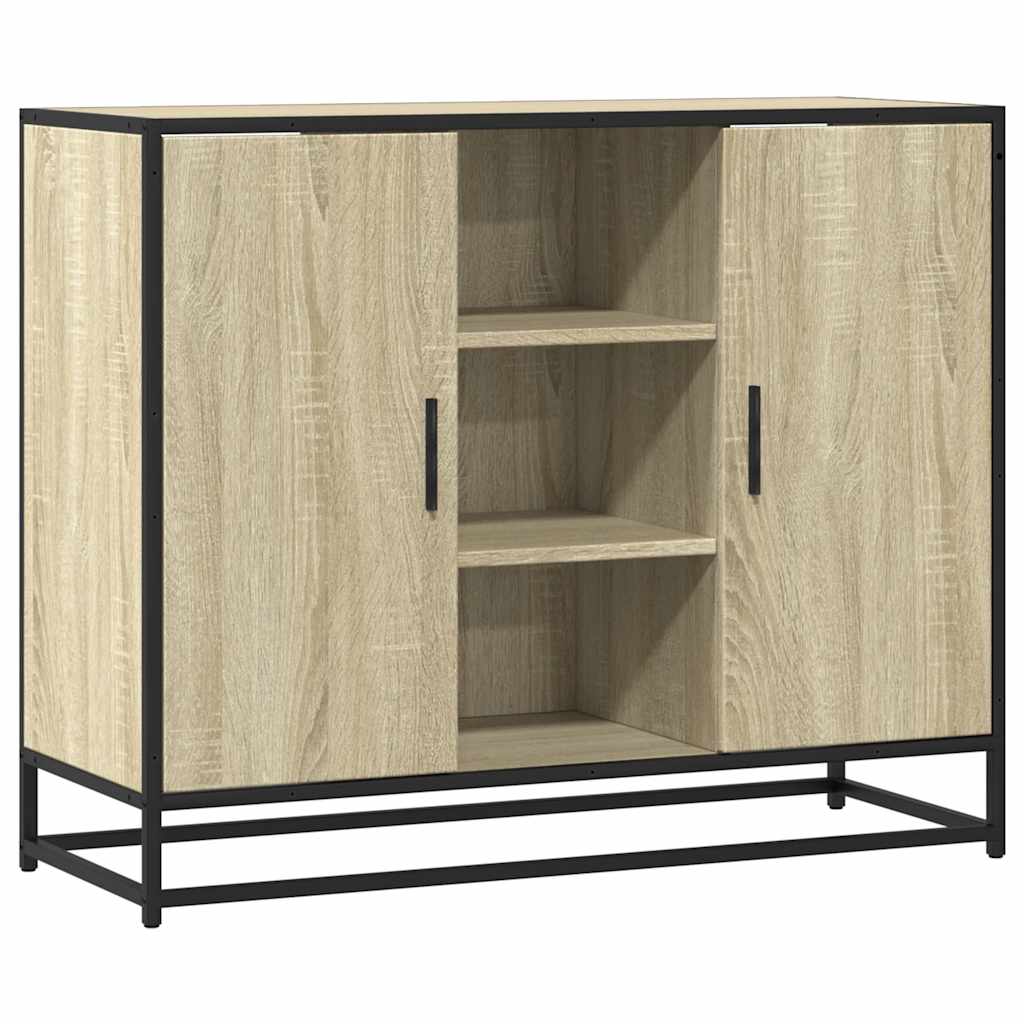 Modern Wooden Sideboard Storage Cabinet Unit With 2 Doors & Open Shelves Wood
